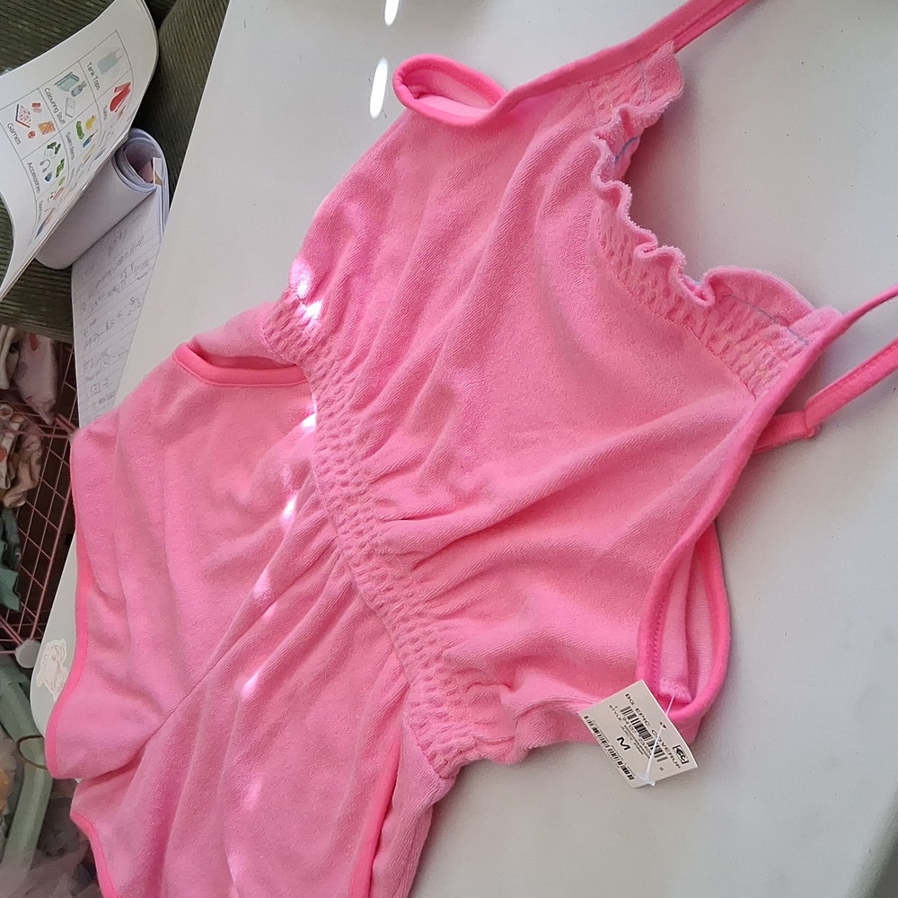 New Vibrant Pink Girls Romper With Adjustable Straps.